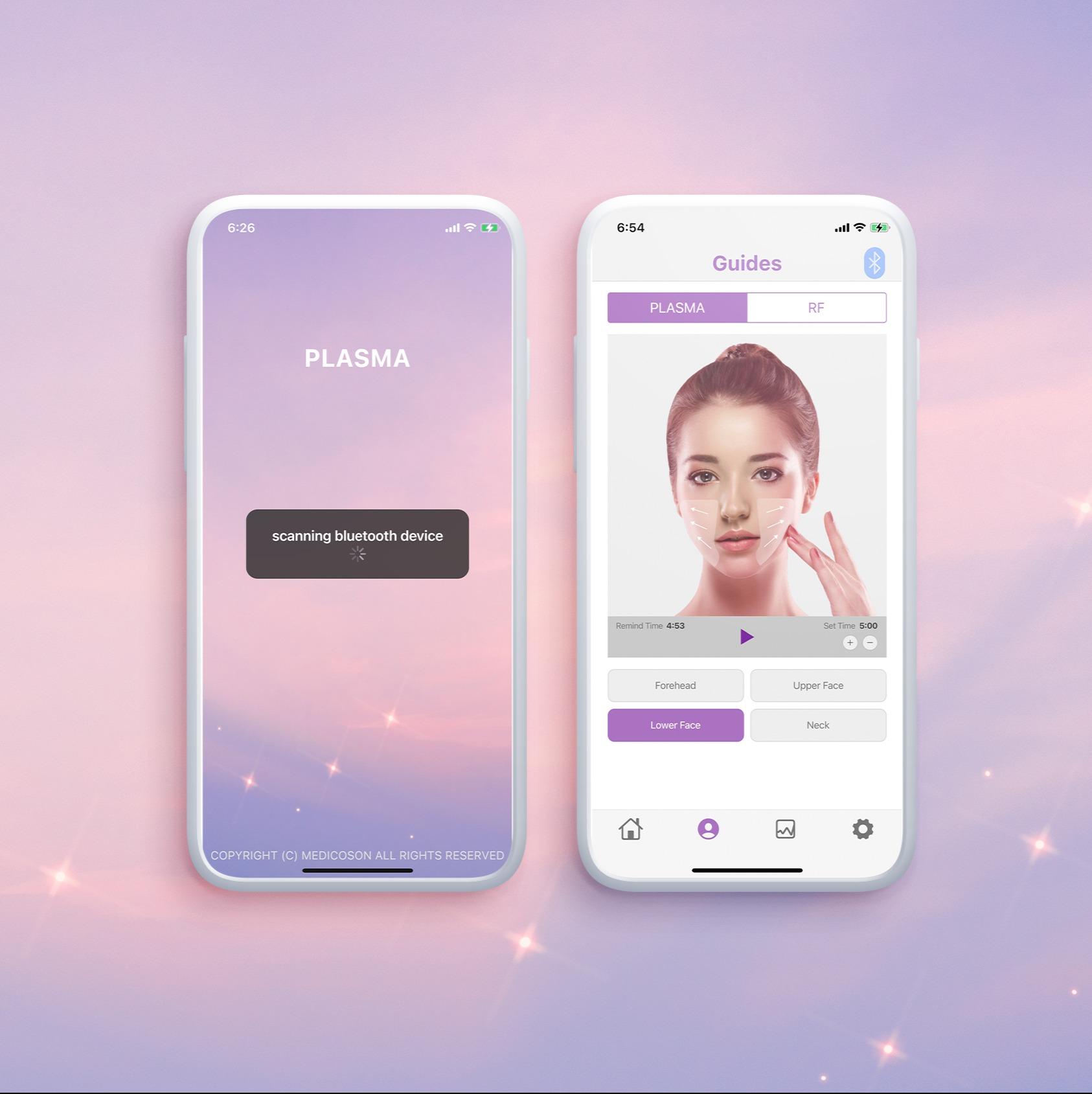 고주파, 플라즈마, 수분진단 미용기기 블루투스앱